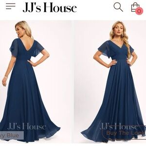 JJs House Navy V-Neck Chiffon Maxi Dress Size 20W NWT